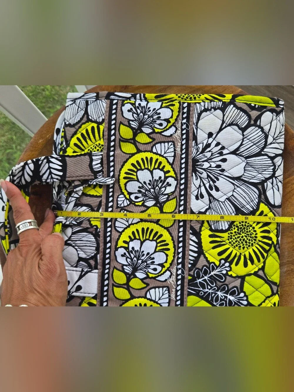 Vera Bradley Yellow White and Black Floral Quilted Cosmetic Case
